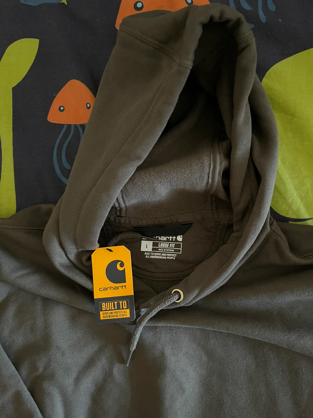 Carhartt Midweight Logo Hoodie - Green - Size L - photo 3
