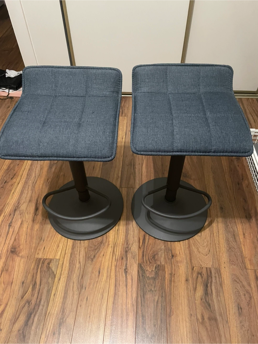 Set of 2 Adjustable Grey Bar Stools