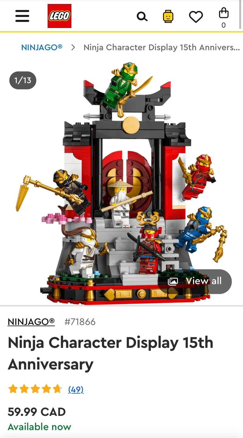 LEGO Ninjago Ninja Character Display 15th Anniversary Set #71866