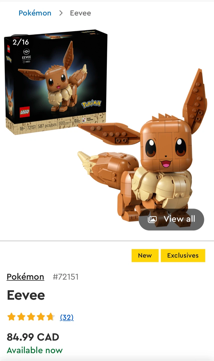 LEGO Pokémon Eevee Set #72151