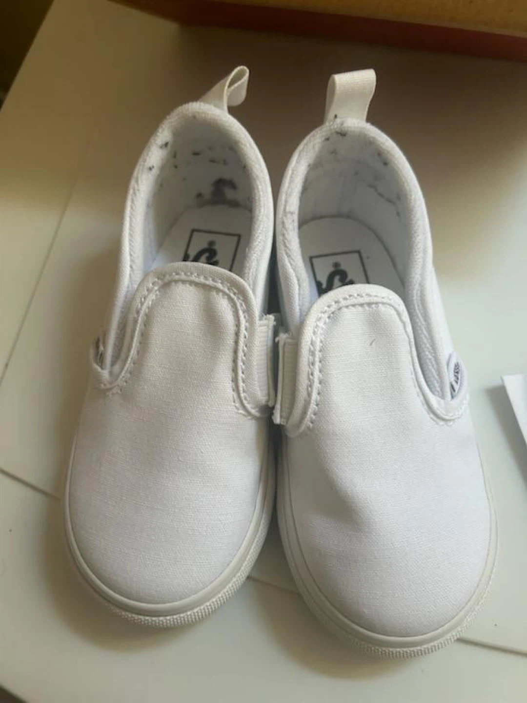 Vans Slip-On V Toddler Shoes True White Size 7.5 TD