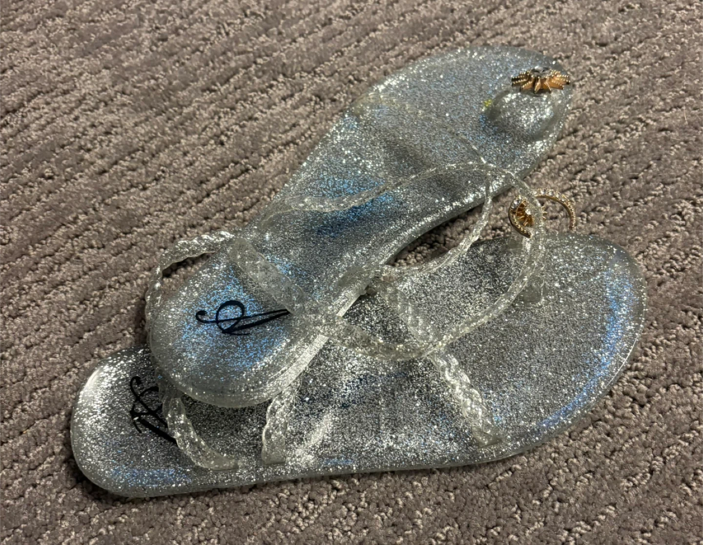Glittery Silver Sandals with Sun and Moon - photo 2
