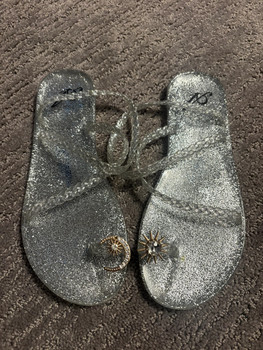Glittery Silver Sandals with Sun and Moon - photo 4