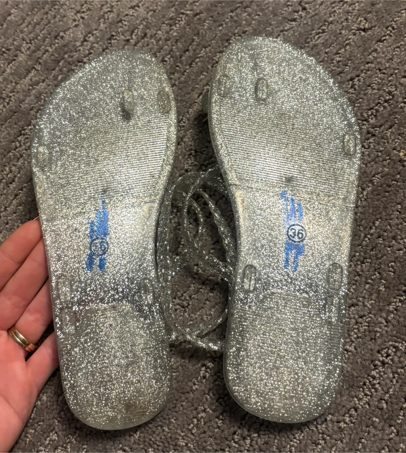 Glittery Silver Sandals with Sun and Moon - photo 3