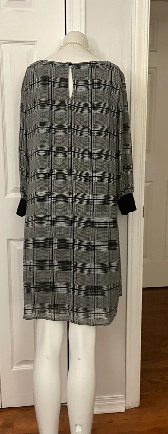 Luxology Plaid Long Sleeve Shift Dress Size 8 - photo 4