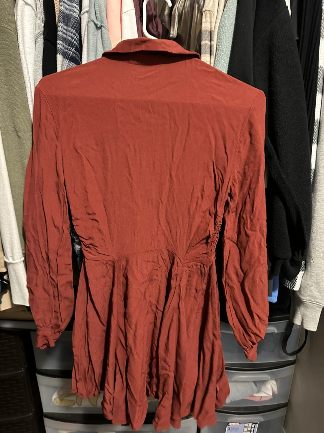 H&M Long Sleeve Collared Dress - Red - Size S - photo 3