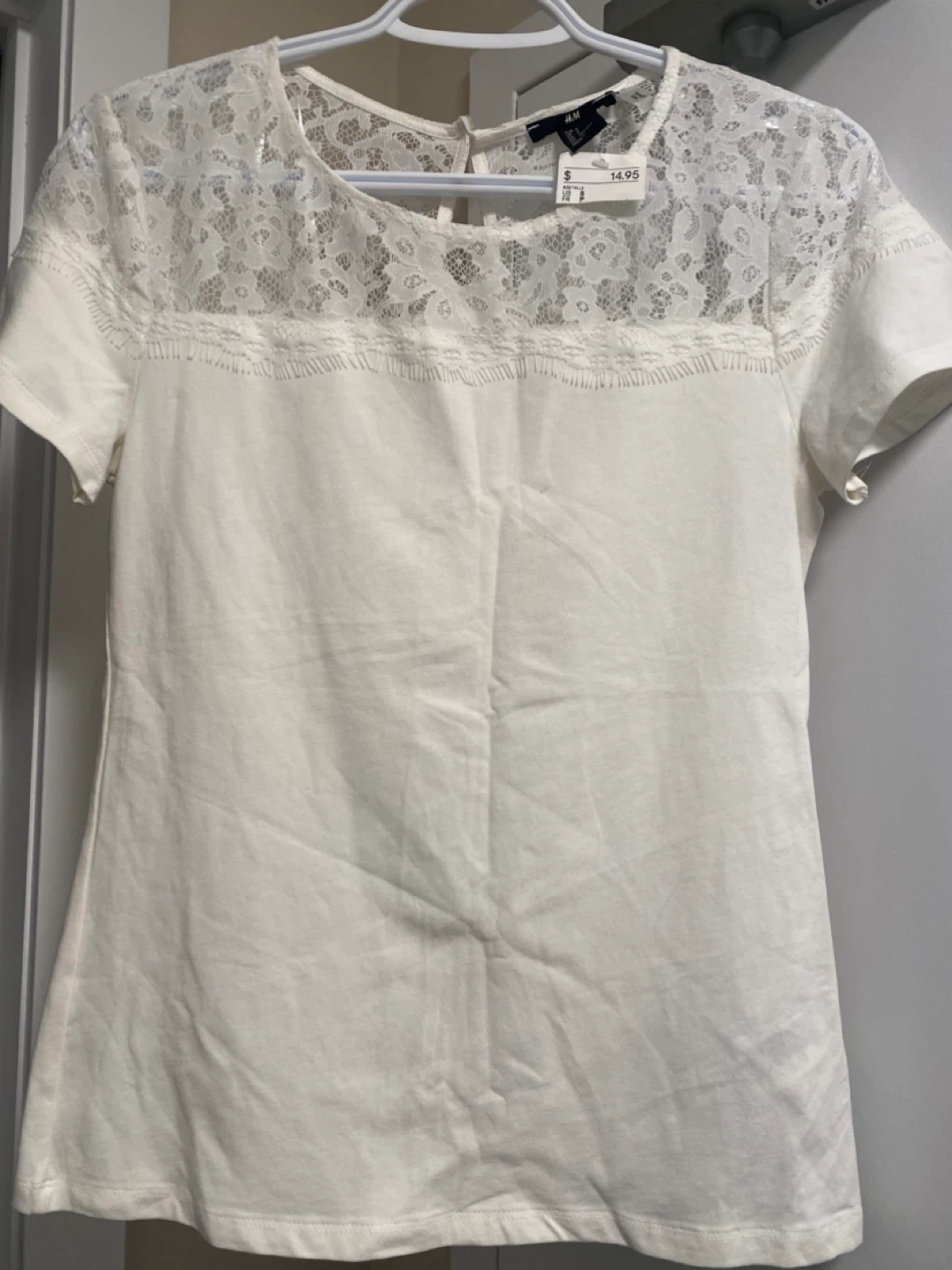 H&M White Lace Top - Size S