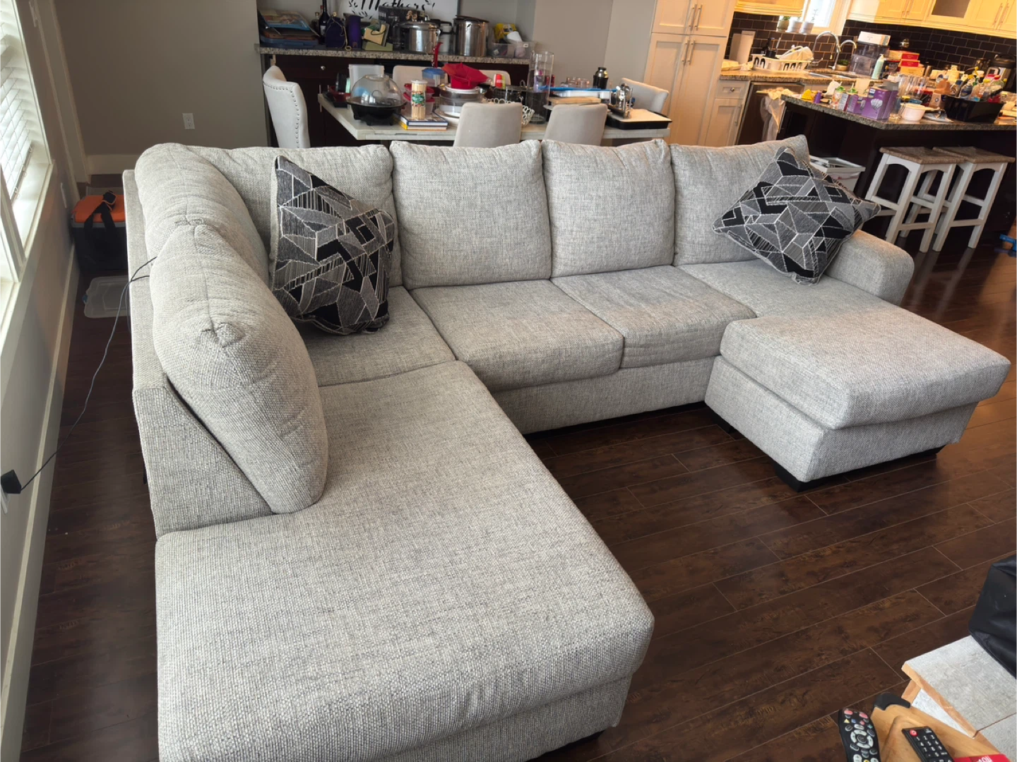 Sectional Couch with Chaise - Light Grey