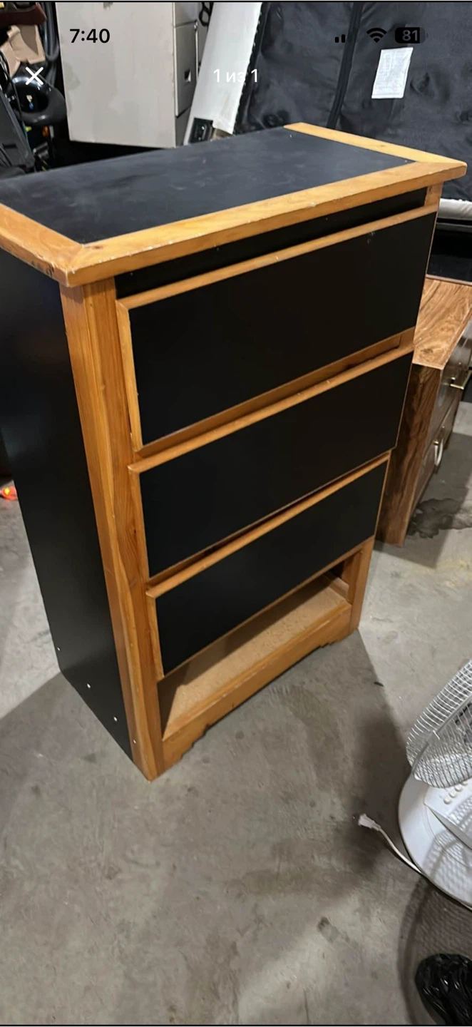 Wooden Chest of Drawers with Black Fronts