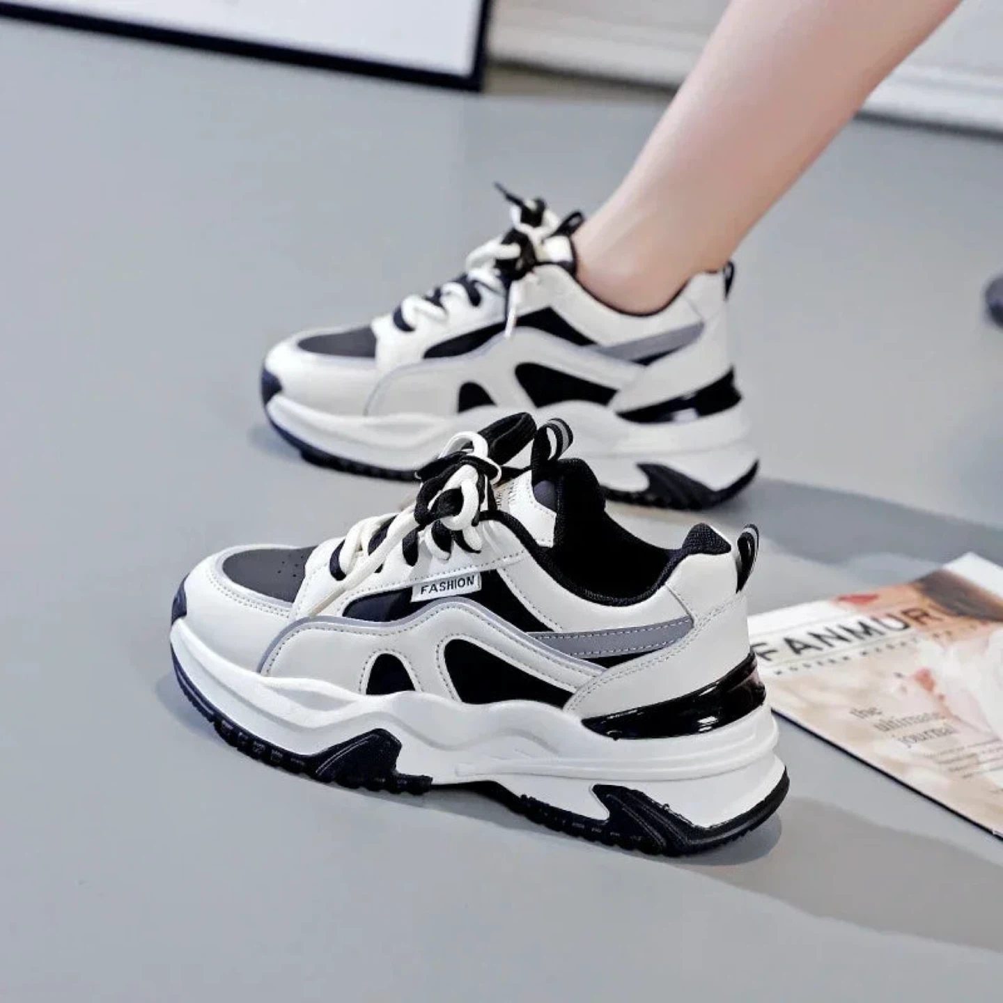 Fashion Sneakers White and Black