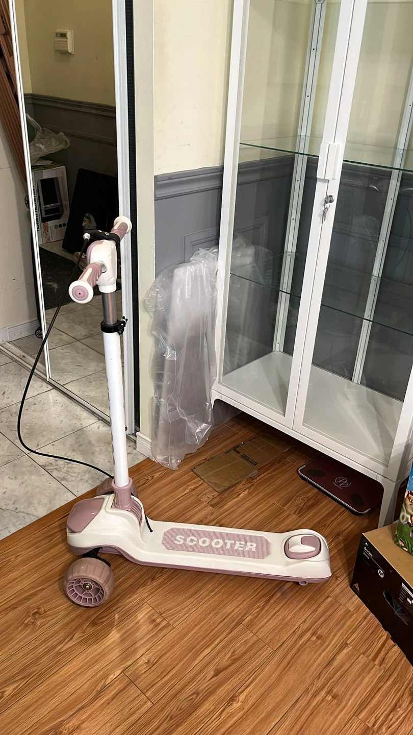 Pink and White 3-Wheel Scooter