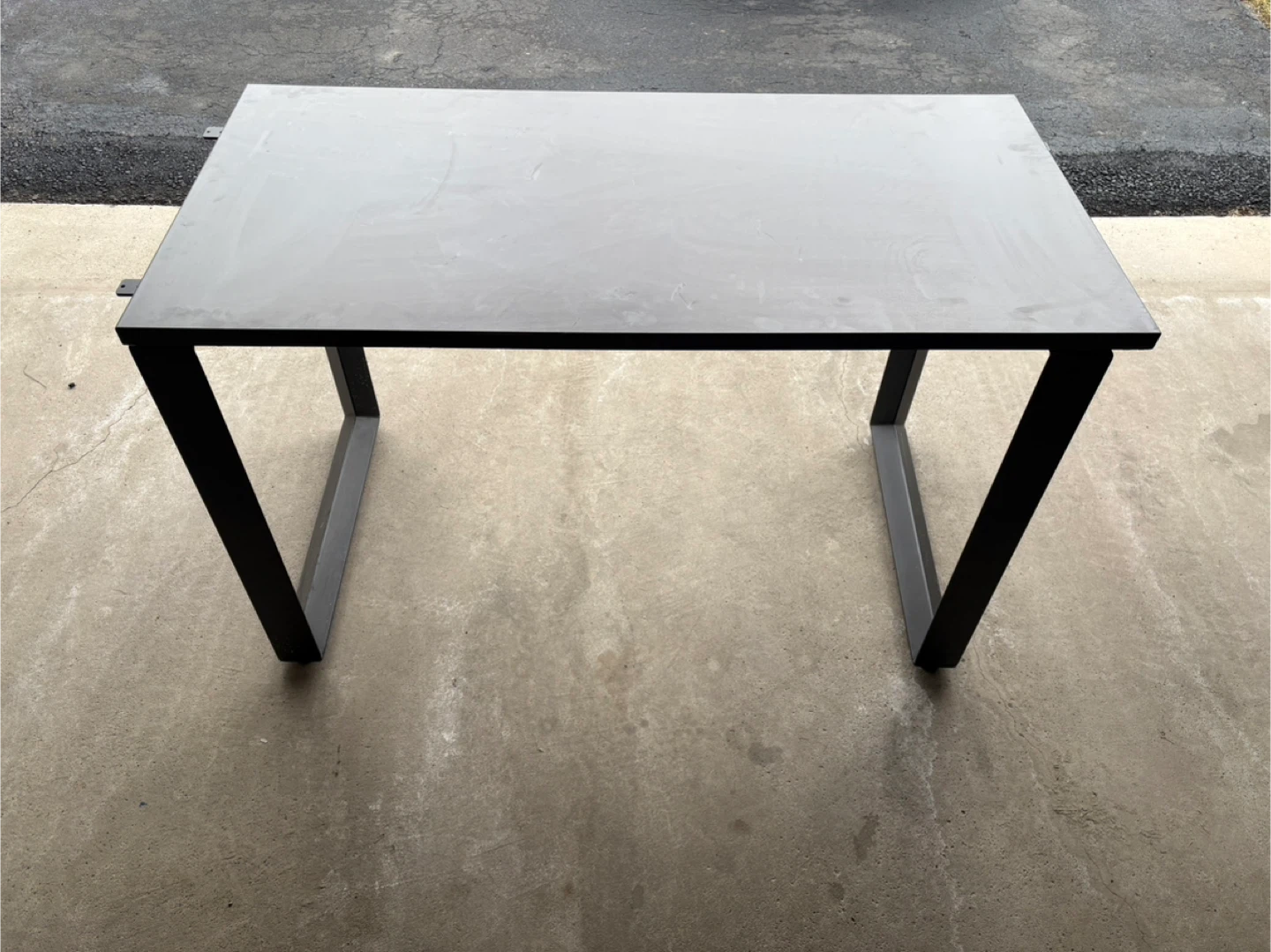 Dark Wood Top Desk with Black Metal Legs