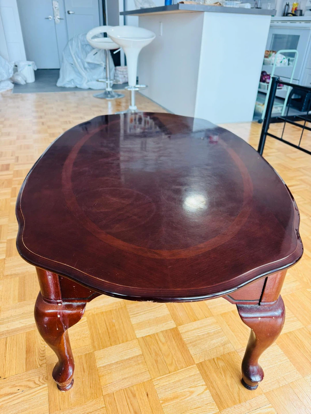 Dark Wood Oval Coffee Table - photo 2