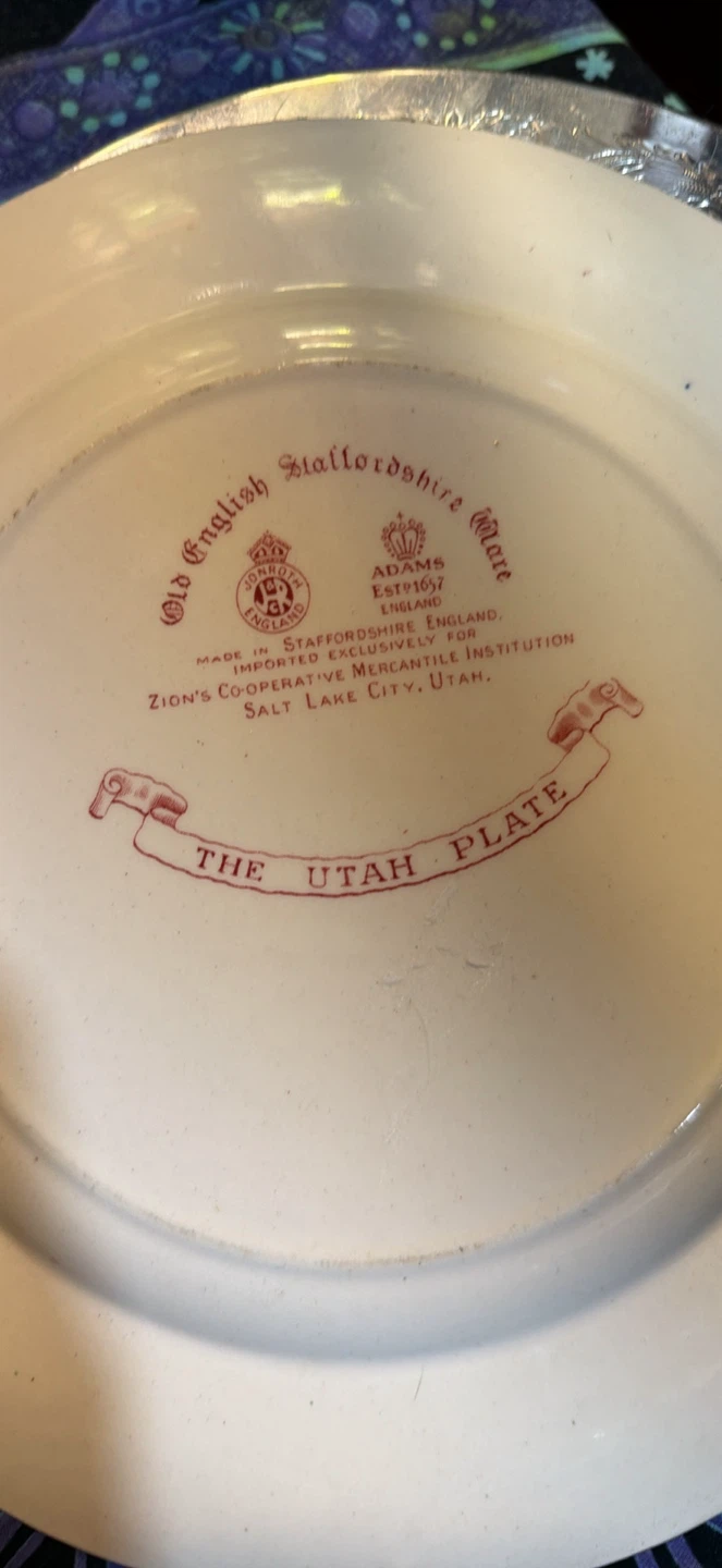 Old English Staffordshire Ware "The Utah Plate" - photo 4