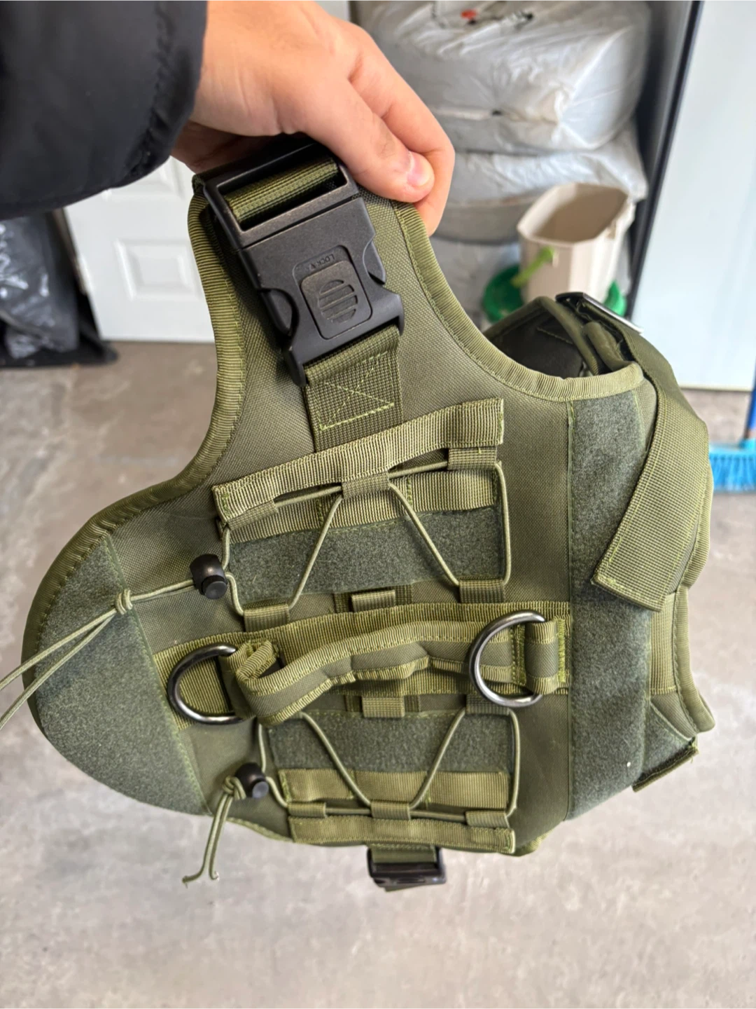 Military Style Dog Harness Vest - Olive Green