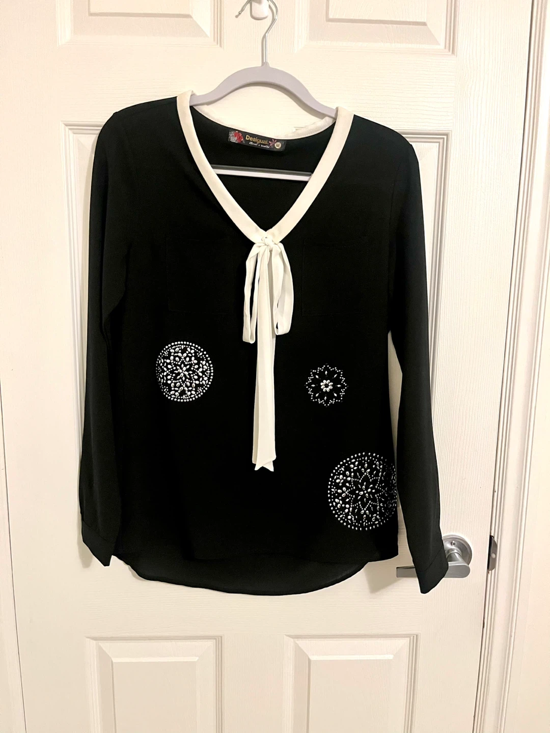 Desigual Black & White Long Sleeve Shirt - Size M