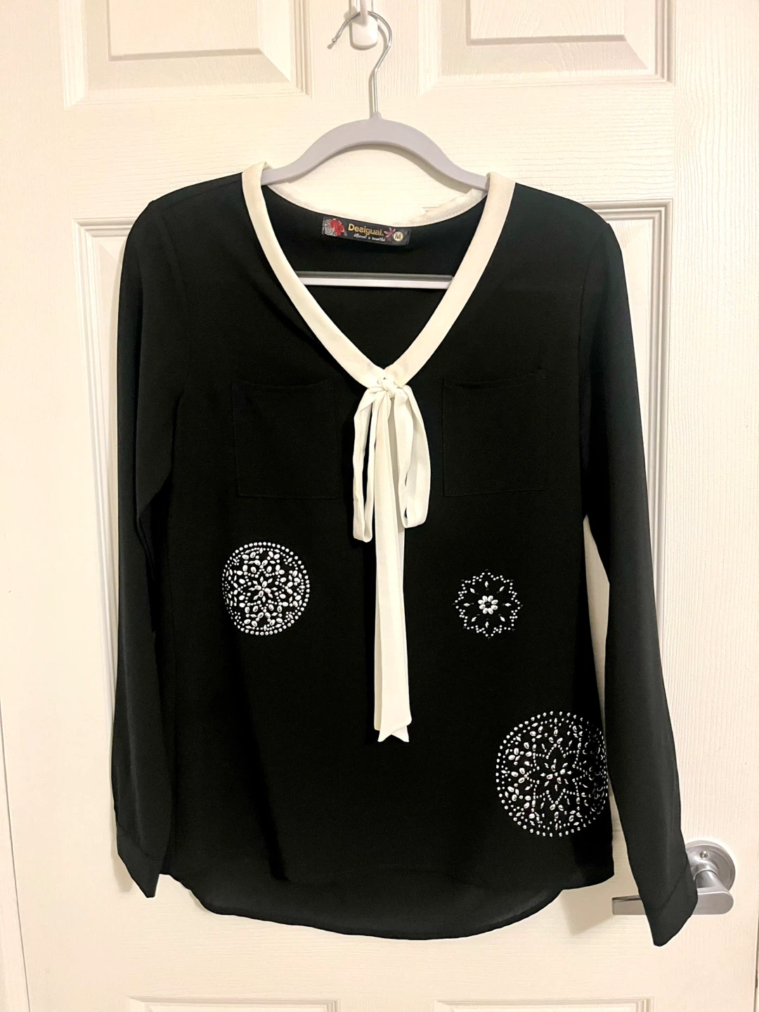 Desigual Black & White Long Sleeve Shirt - Size M - photo 2