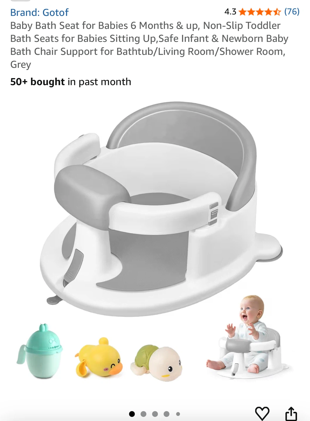 Gotof Baby Bath Seat - Grey