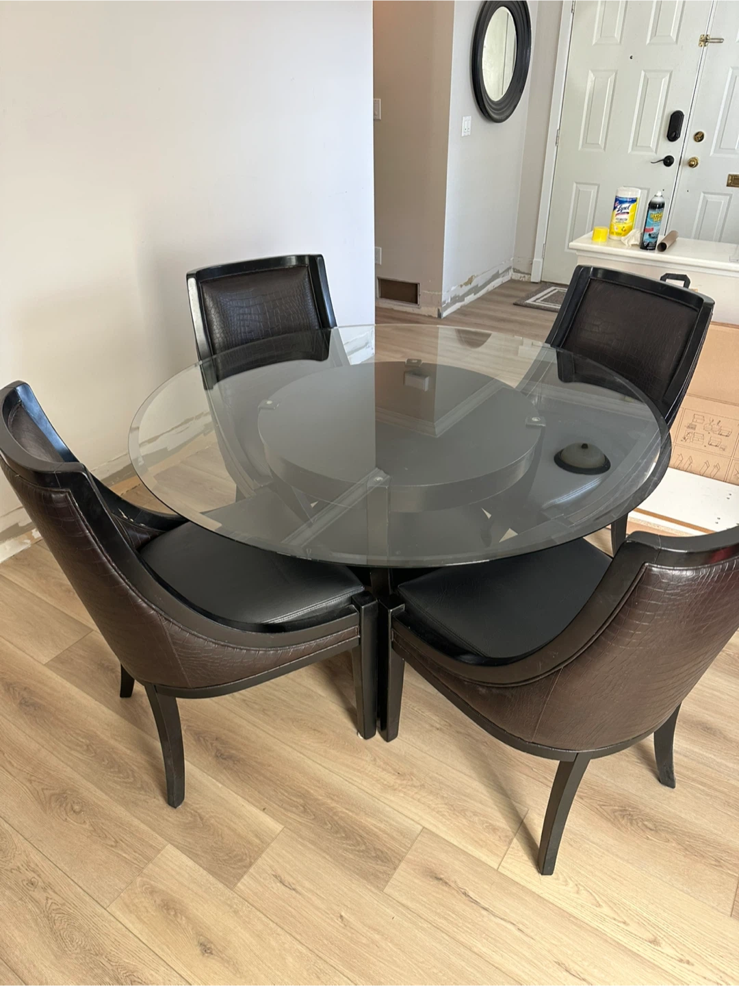 Glass Top Dining Table with 4 Chairs