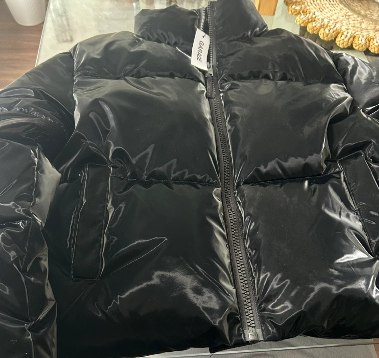 Garage Black Shiny Puffer Jacket