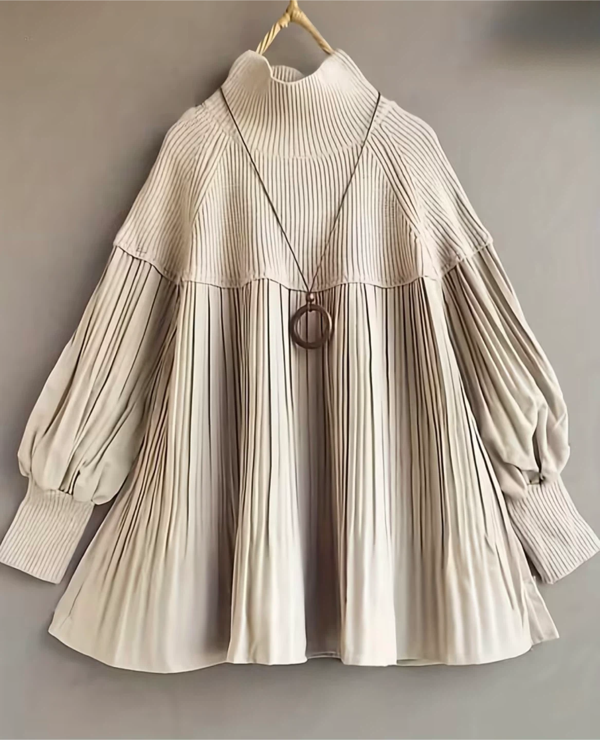 Pleated Mock Neck Top