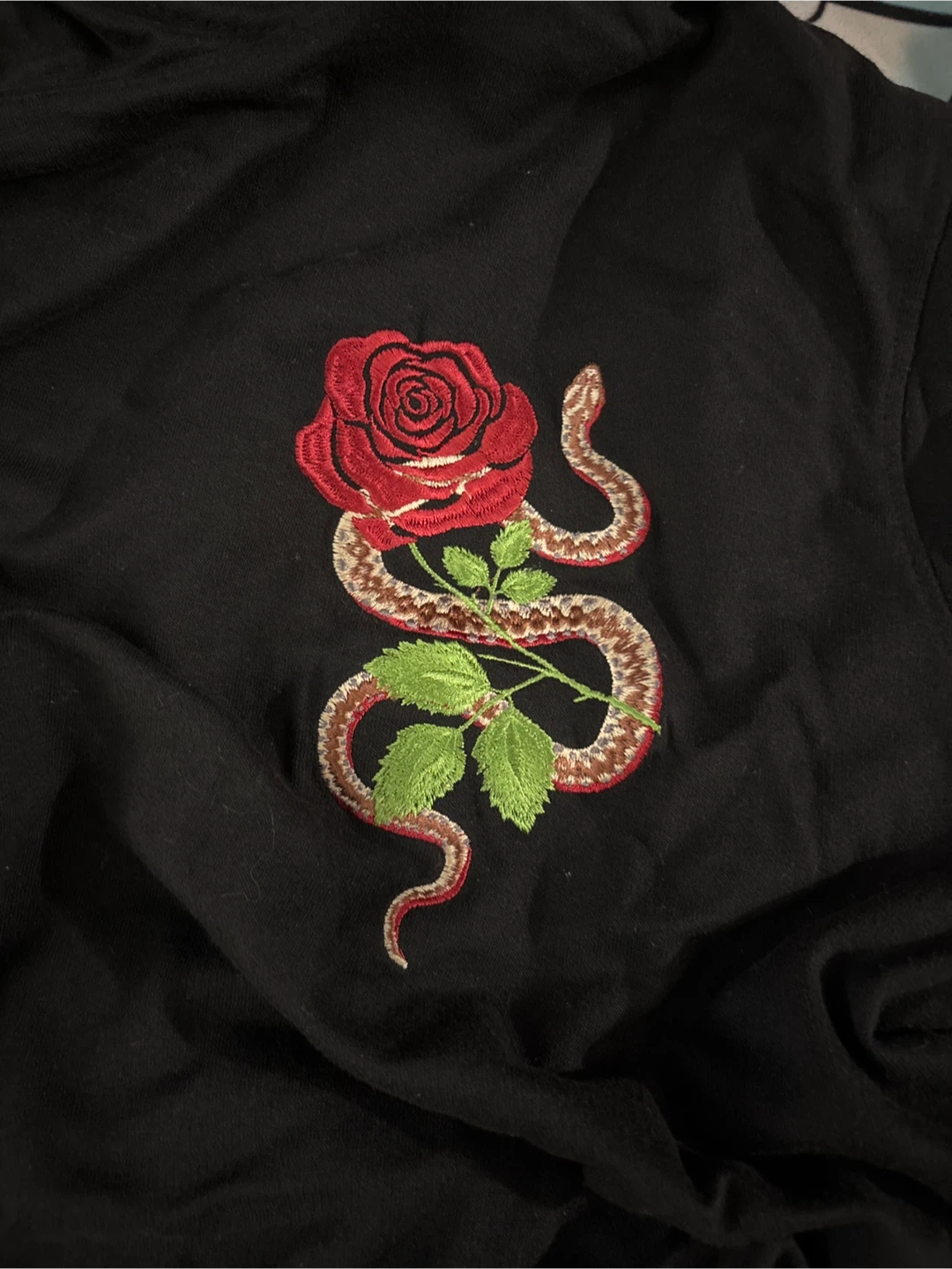 7 Souls Black Rose Snake Embroidered Hoodie XL - photo 2