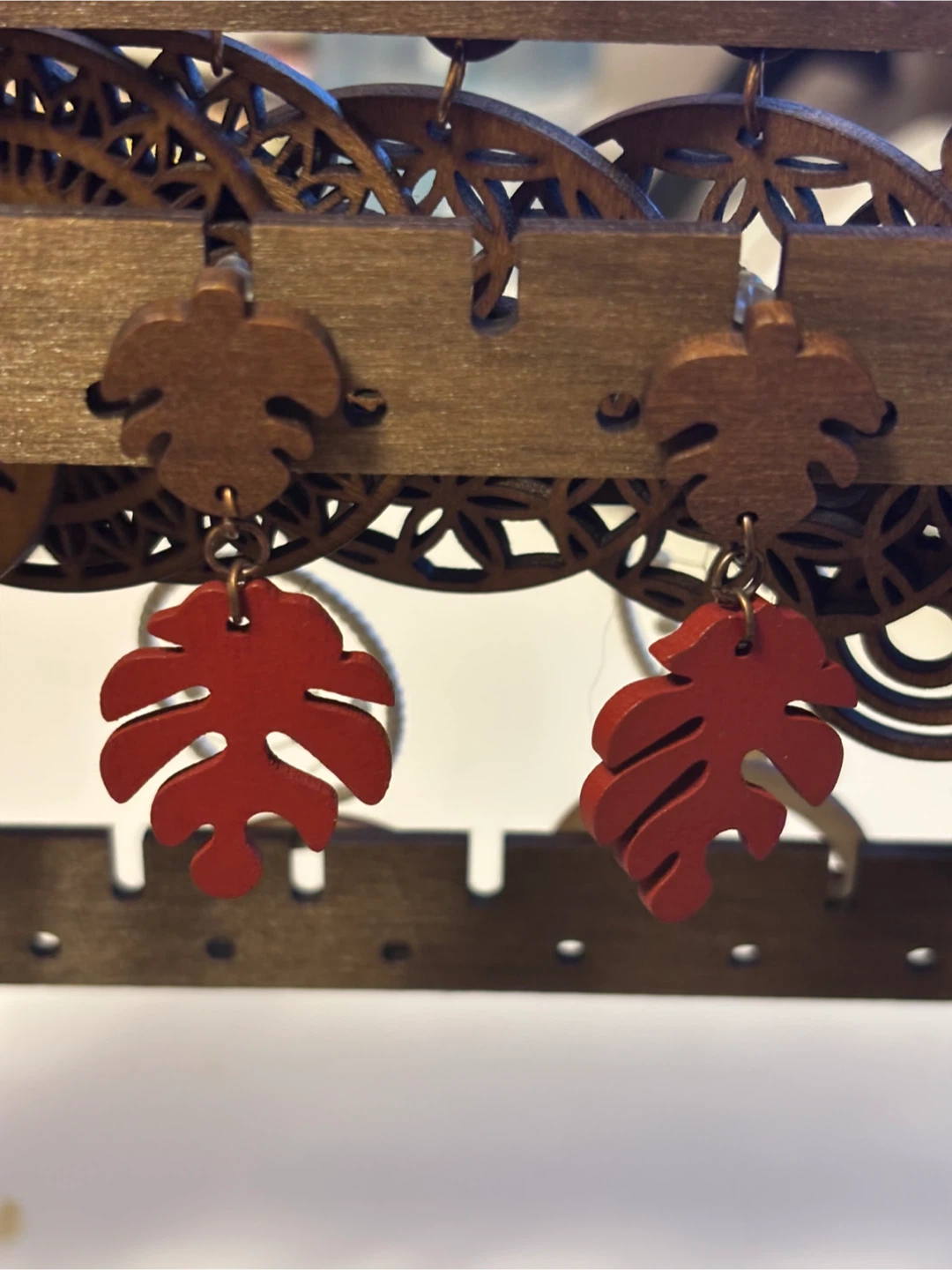 Leaf Shaped Wood Earrings - photo 3
