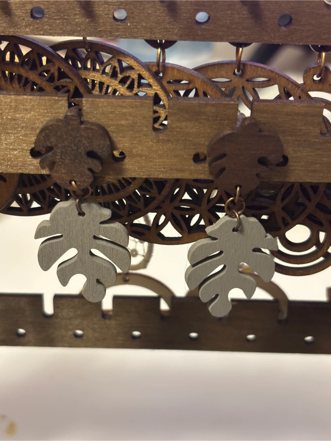 Leaf Shaped Wood Earrings - photo 5