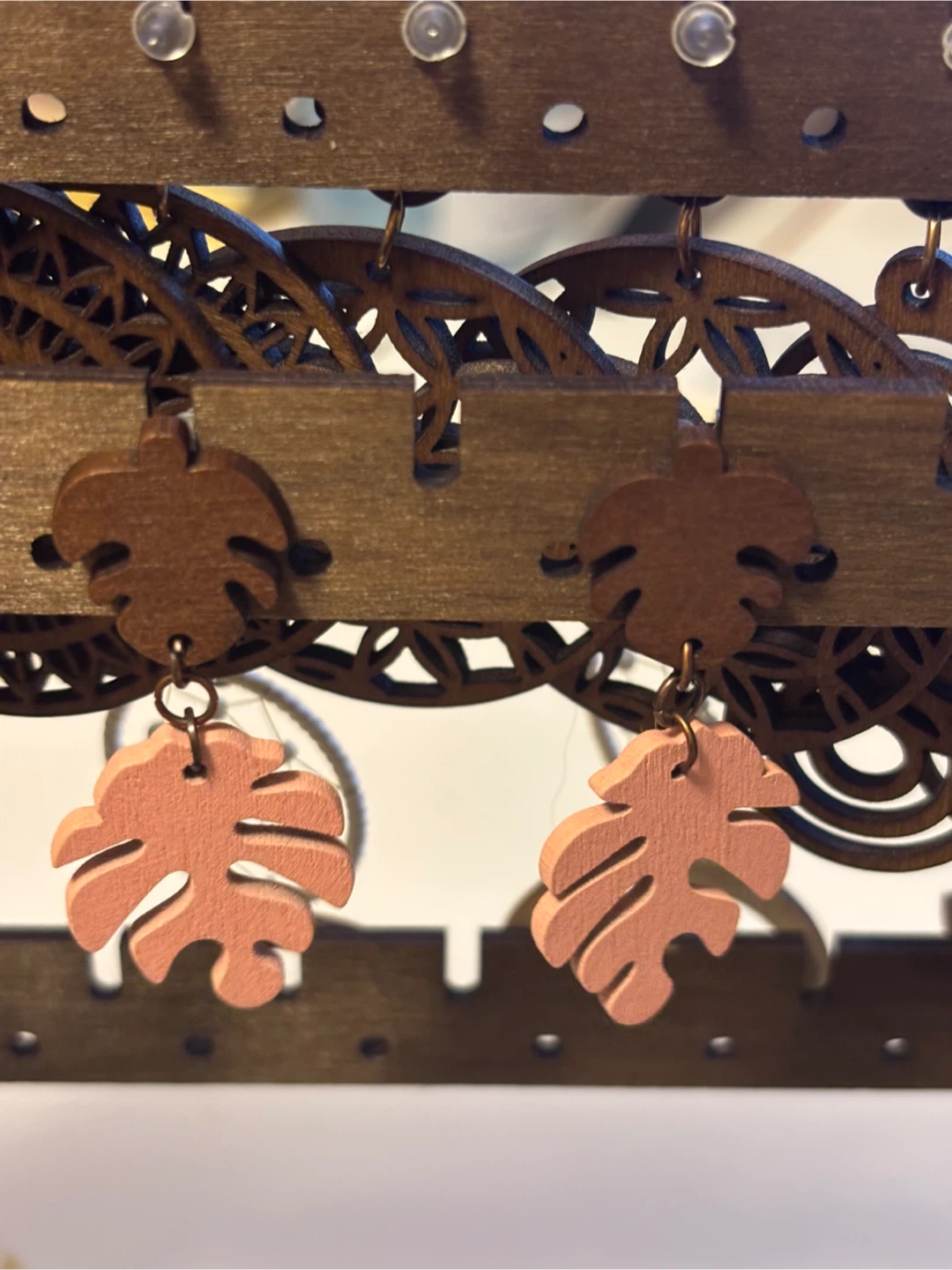 Leaf Shaped Wood Earrings