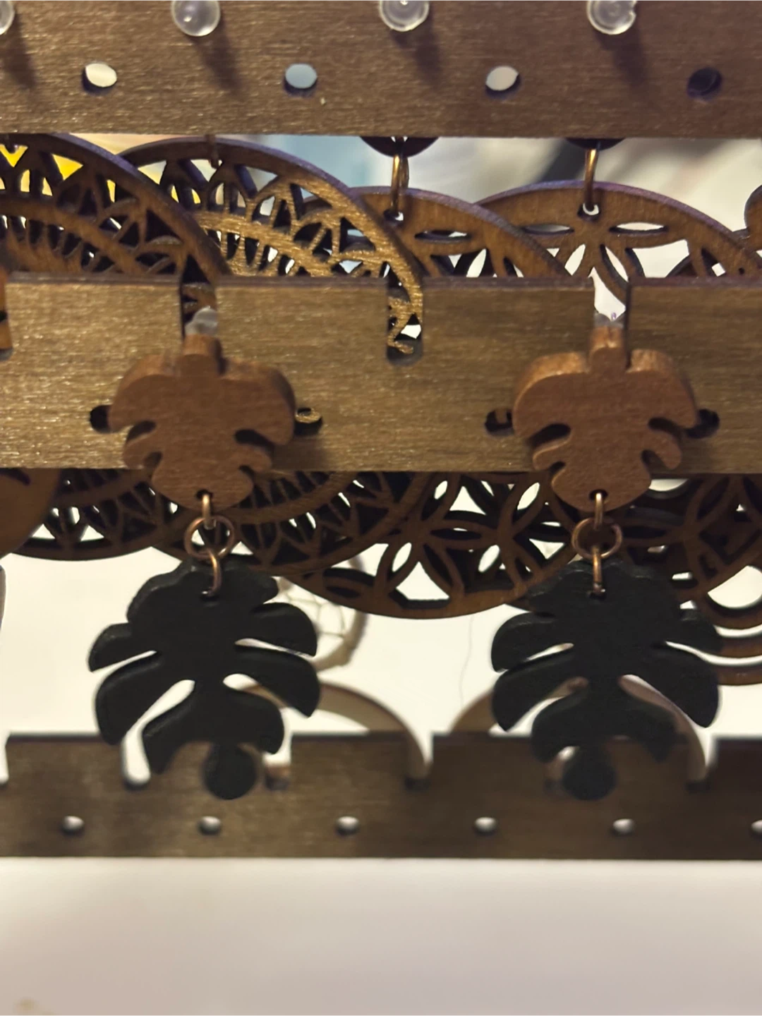 Leaf Shaped Wood Earrings - photo 4
