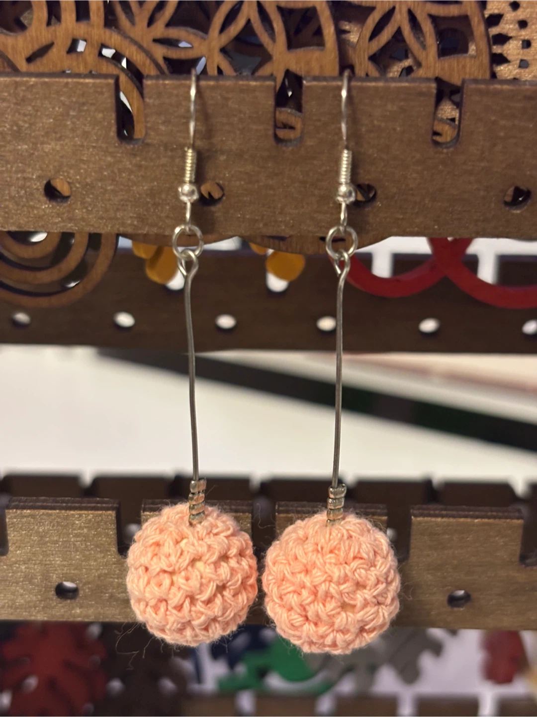Handmade Crocheted Ball Drop Earrings - photo 3