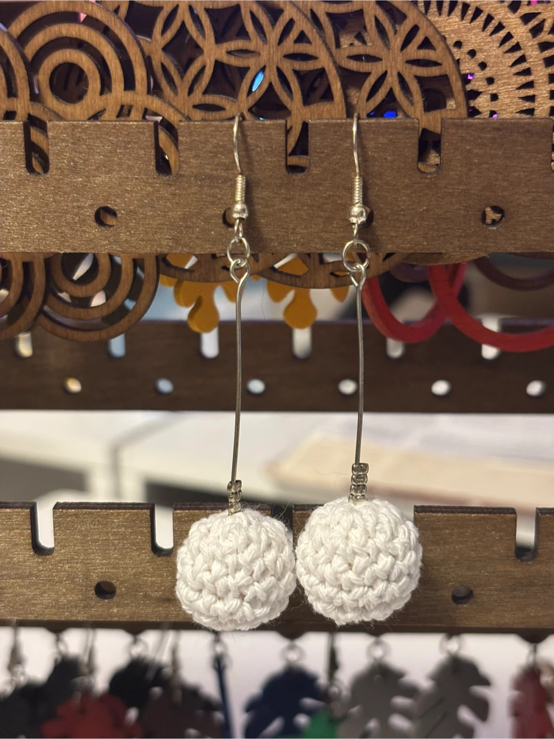 Handmade Crocheted Ball Drop Earrings - photo 2