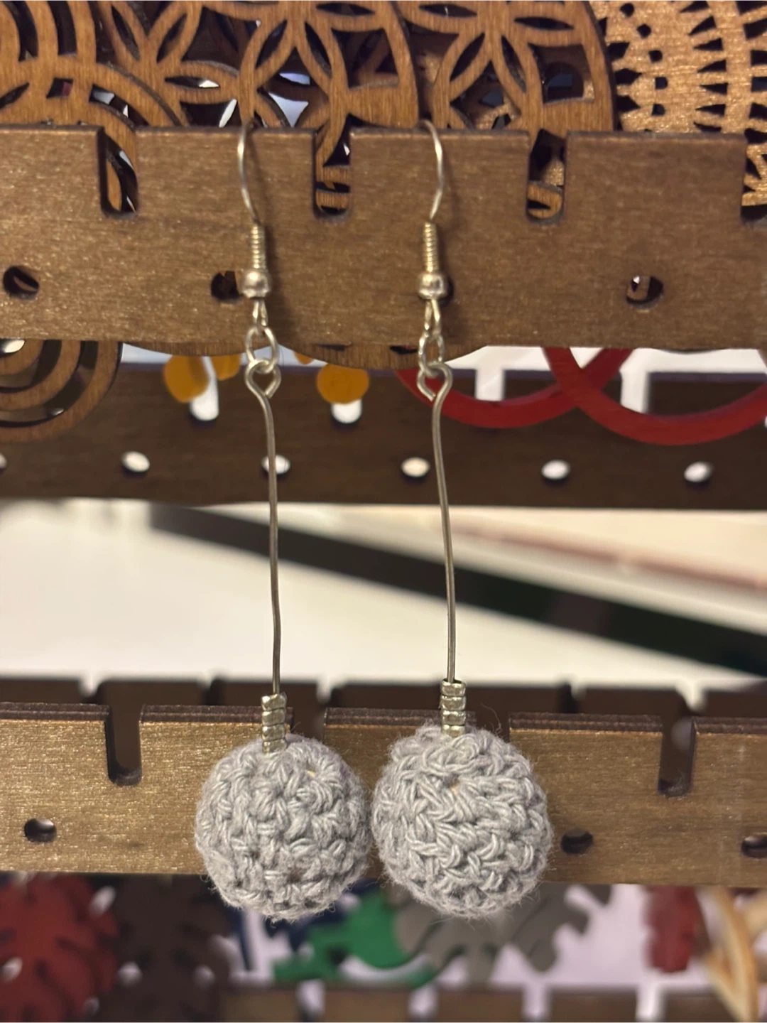 Handmade Crocheted Ball Drop Earrings