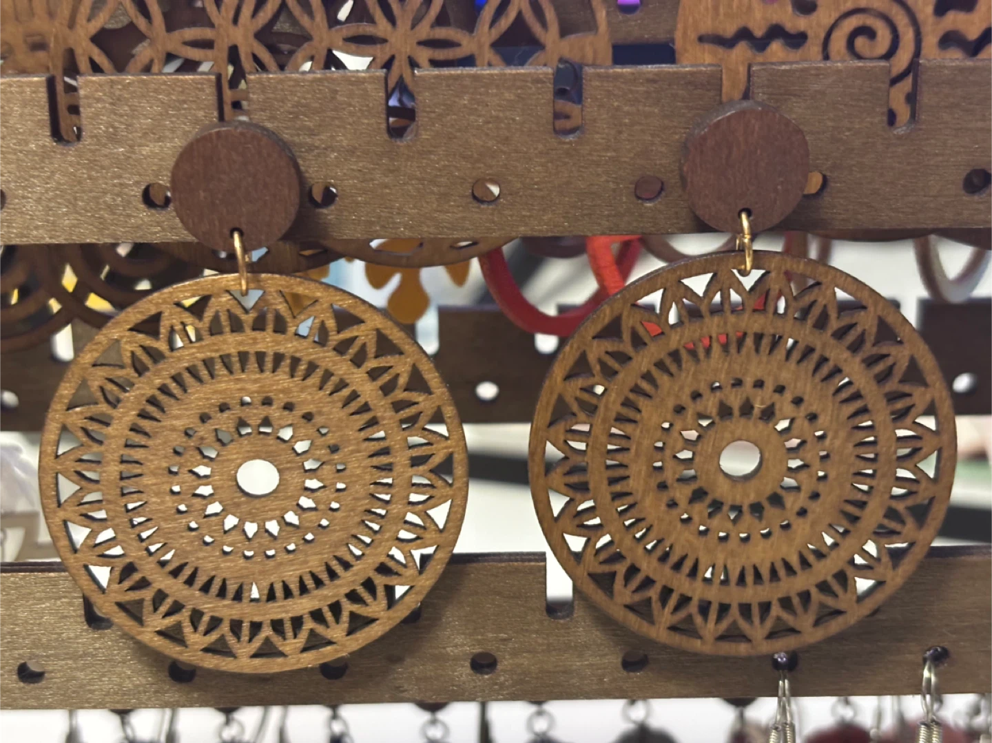 Wooden Laser Cut Earrings - photo 3