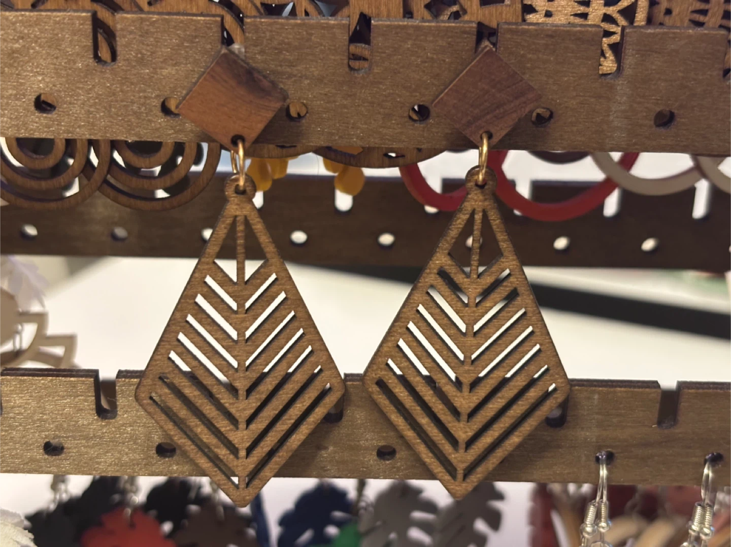 Wooden Laser Cut Earrings - photo 2