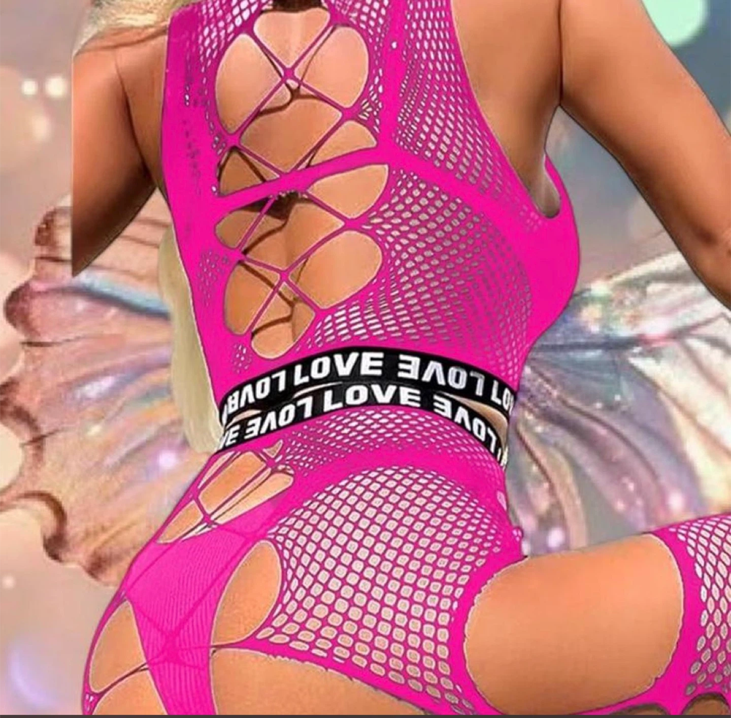 Hot Pink Fishnet Lingerie - photo 2