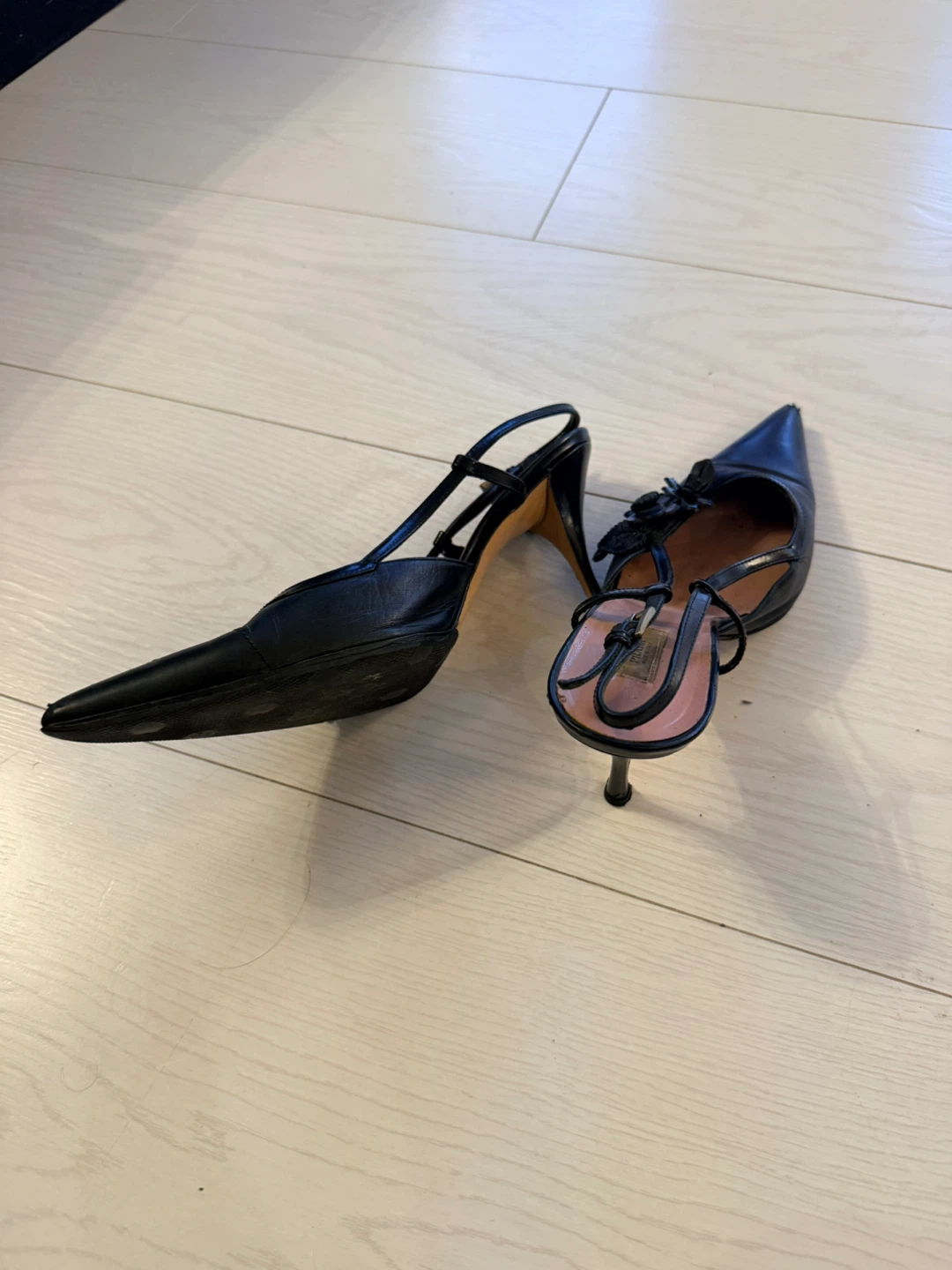 Prada Black Leather Slingback Heels - Size 39 - photo 5