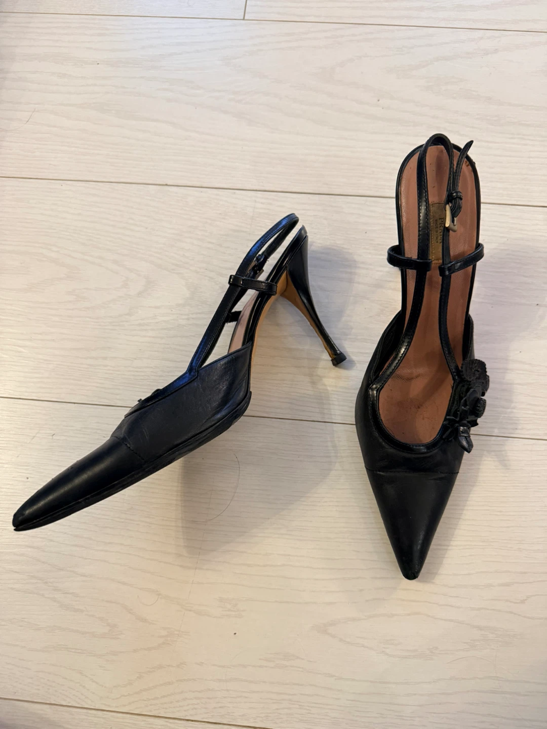 Prada Black Leather Slingback Heels - Size 39 - photo 4