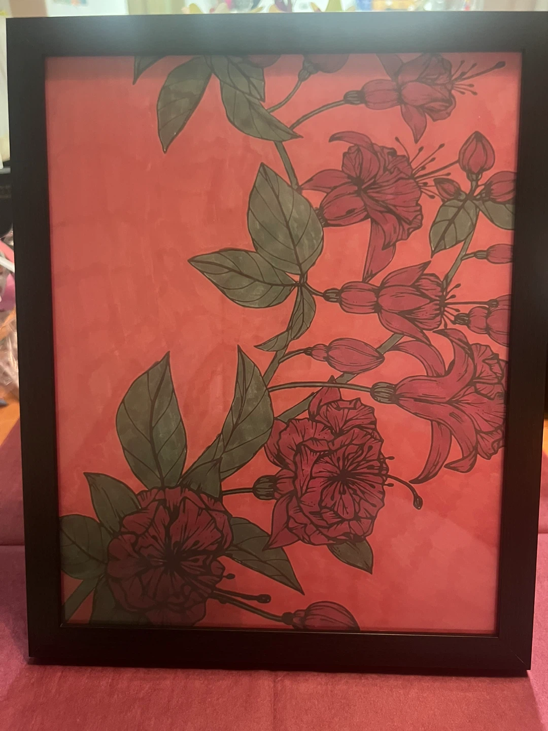 Sarah’s framed floral art work for sale