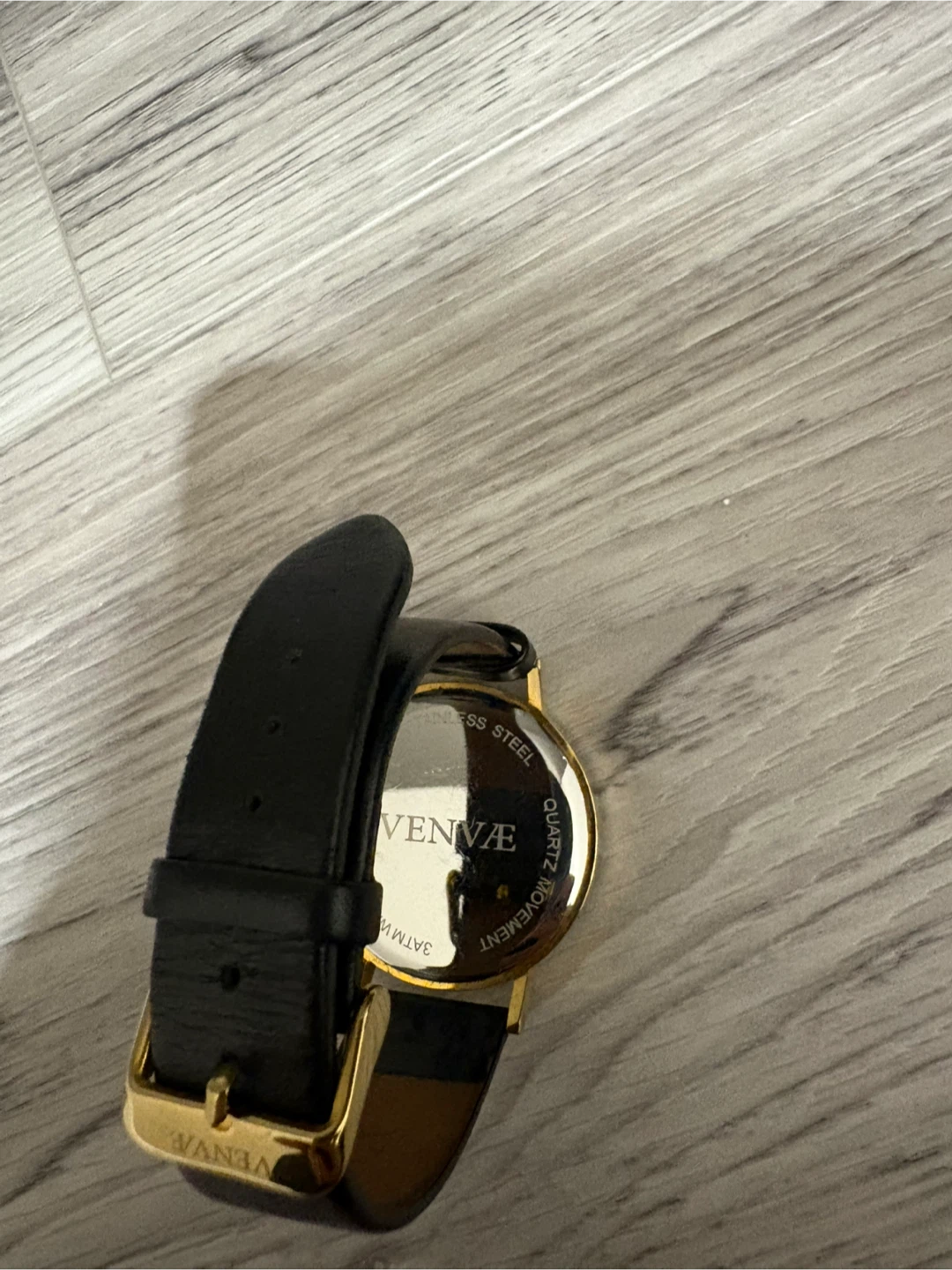 VENVÆ Gold and Black Watch with Leather Strap - photo 2