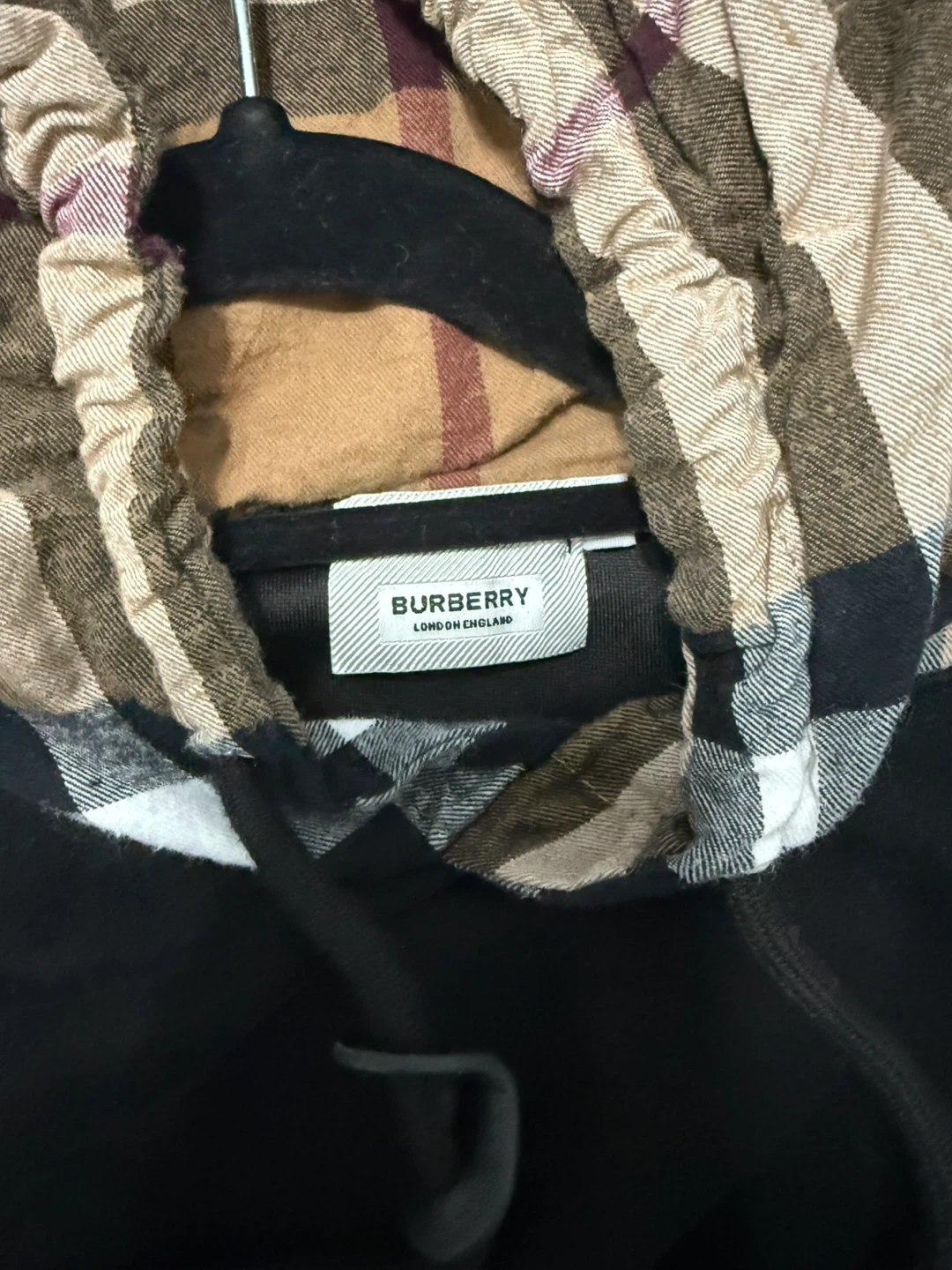 Burberry London England Hoodie - Black with Check Lining - photo 2