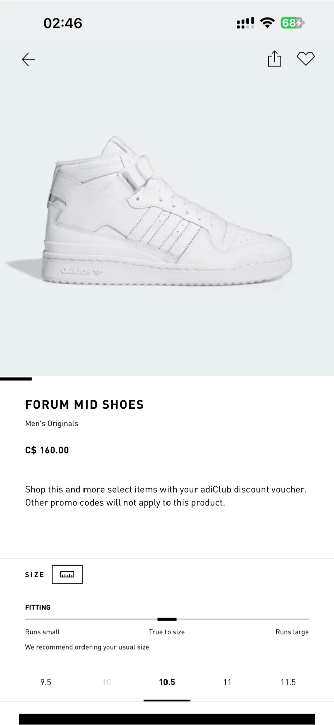 Adidas Forum Mid Shoes - White - Men's Size 10.5