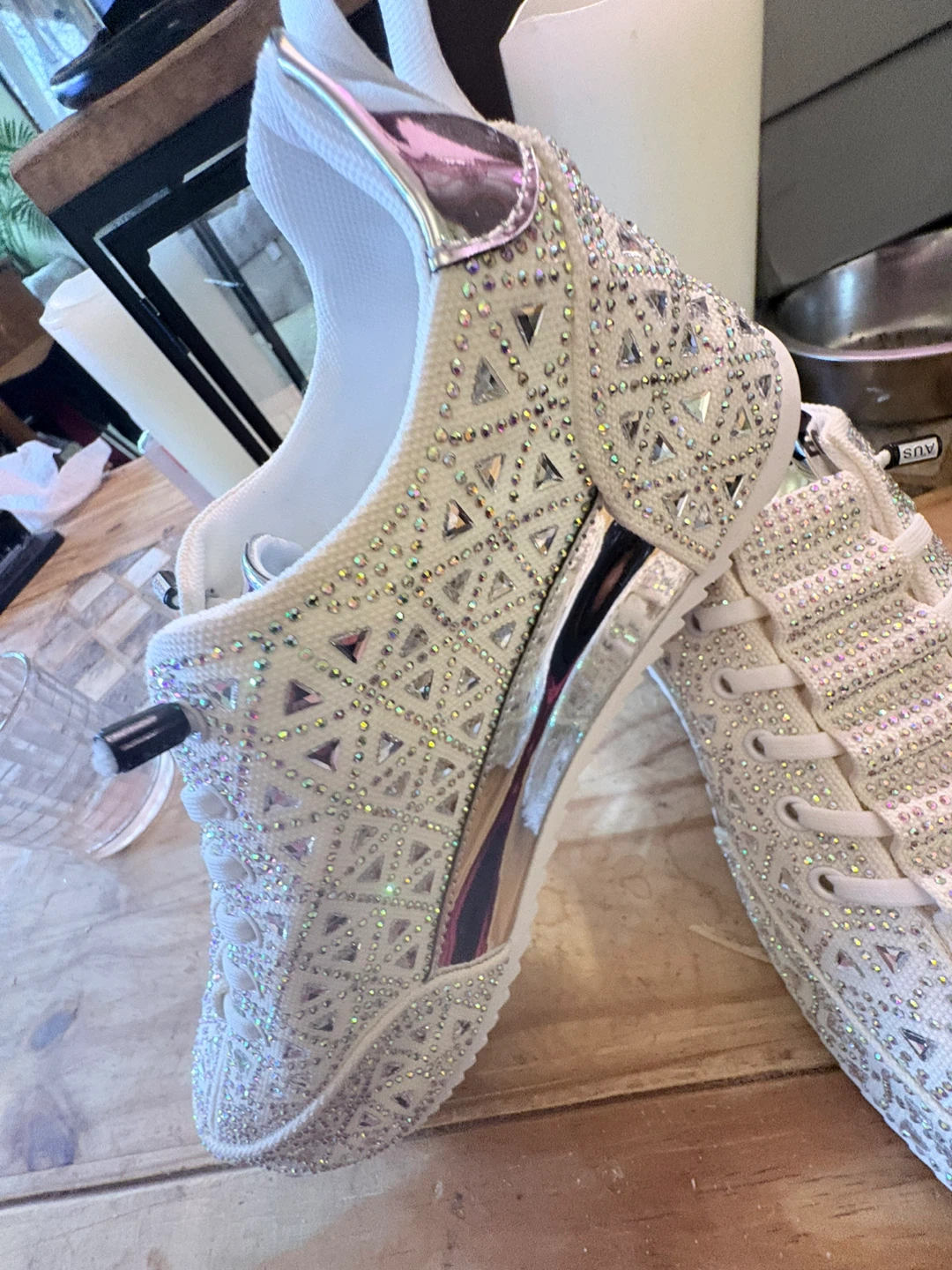 Men’s White Rhinestone Sneakers - photo 2