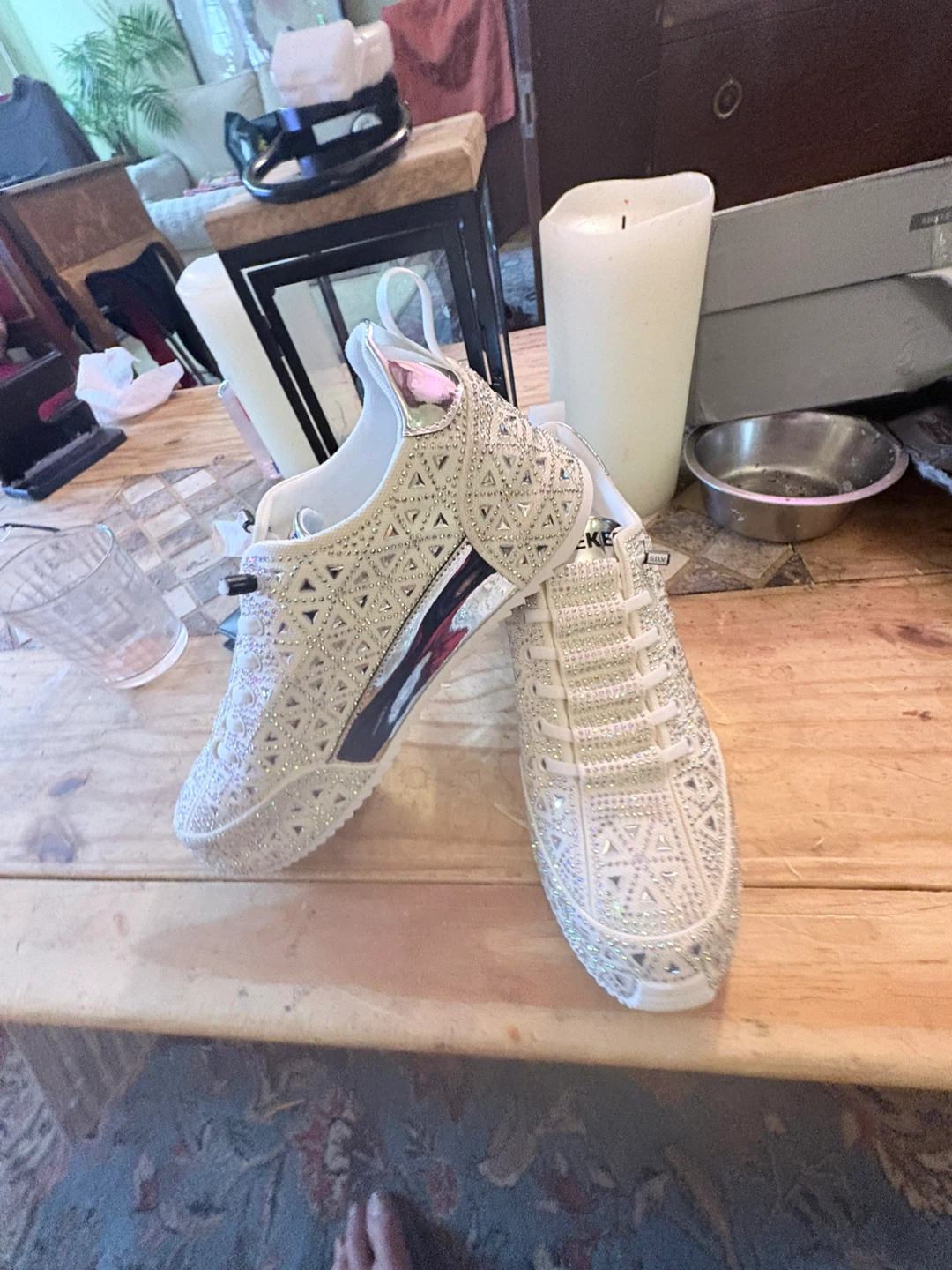 Men’s White Rhinestone Sneakers - photo 3
