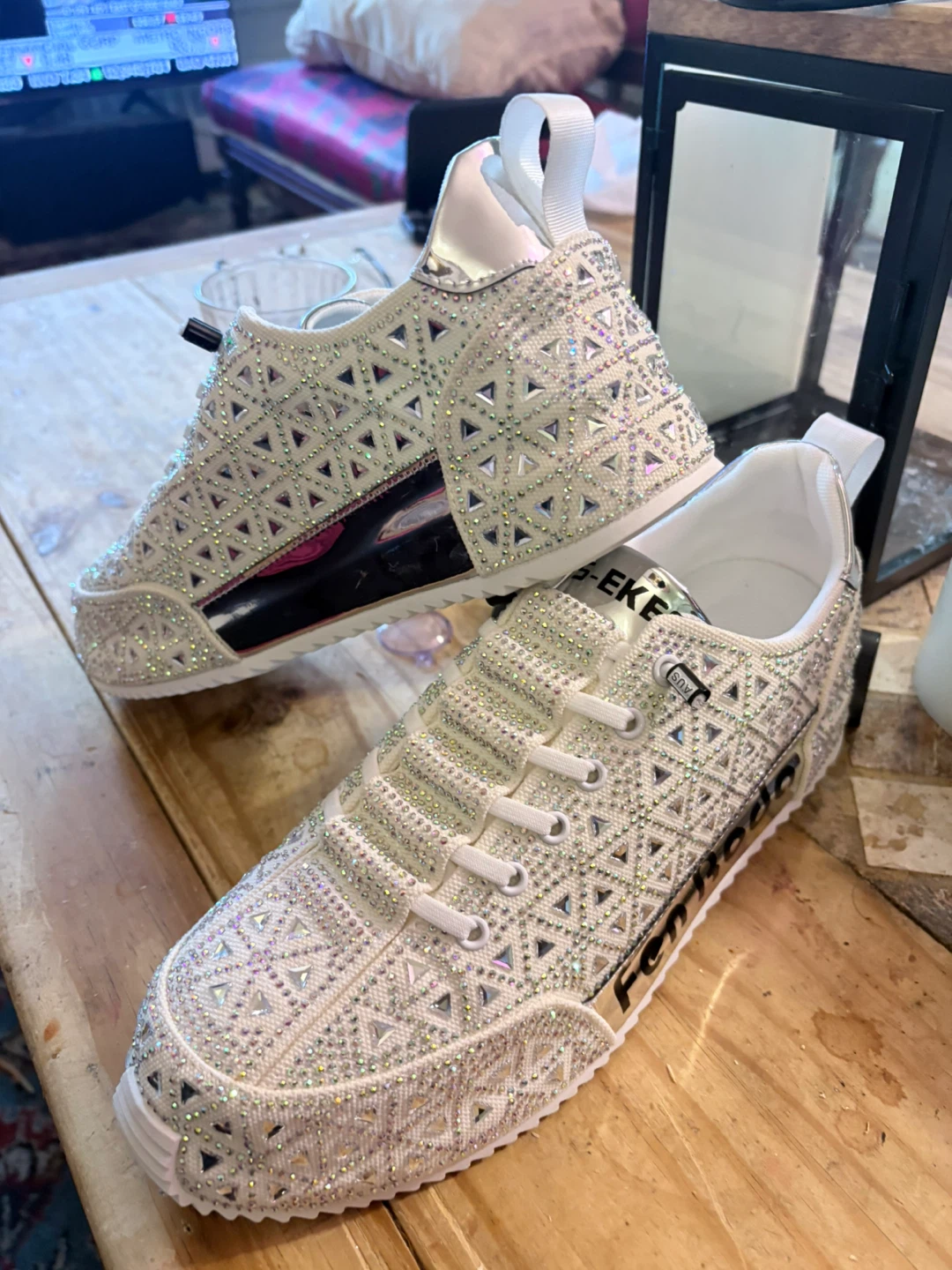 Men’s White Rhinestone Sneakers - photo 4