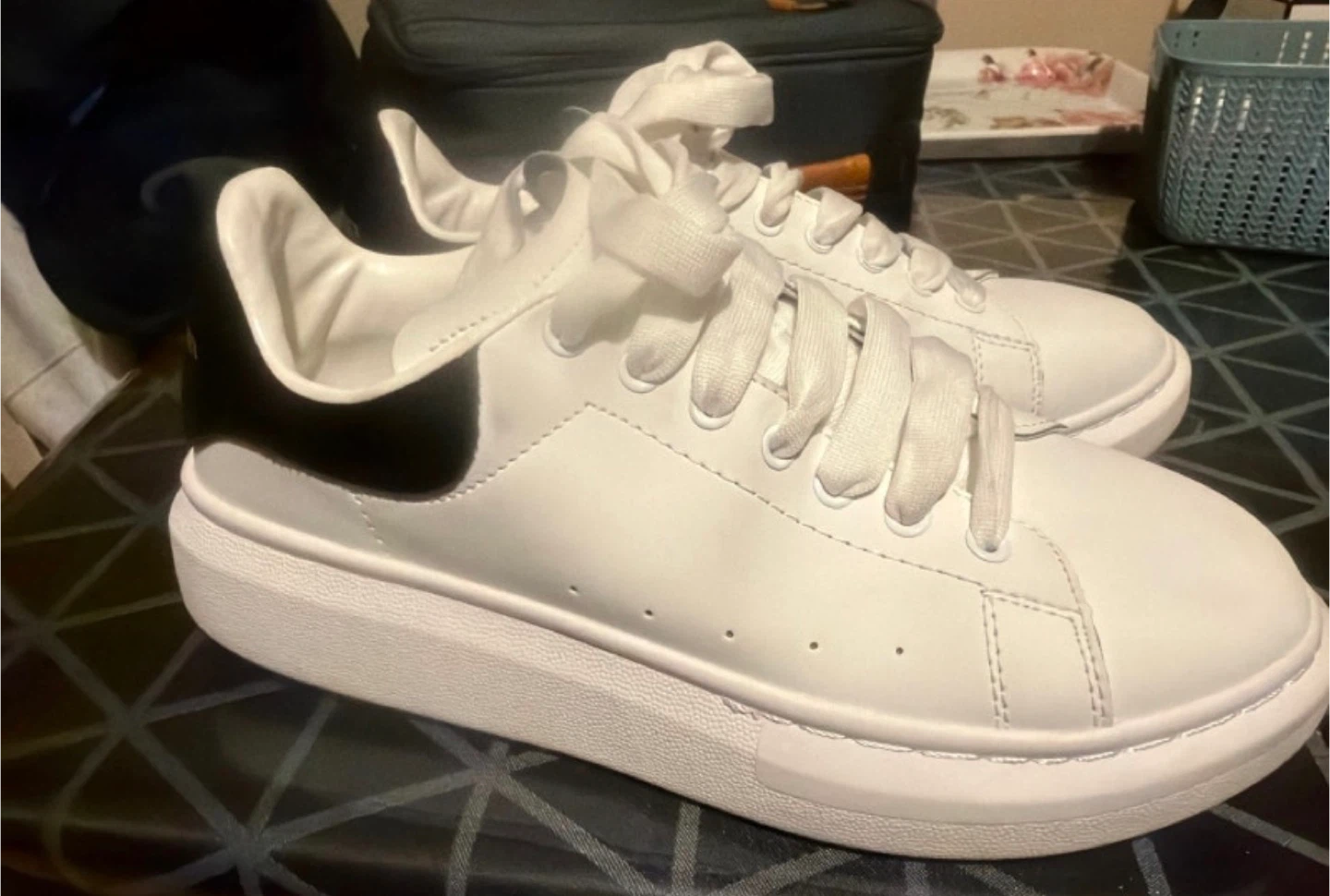 Alexander McQueen White Leather Platform Sneakers Size 43