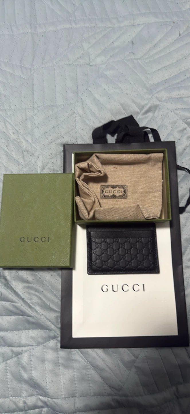 Gucci GG Embossed Leather Card Case Black