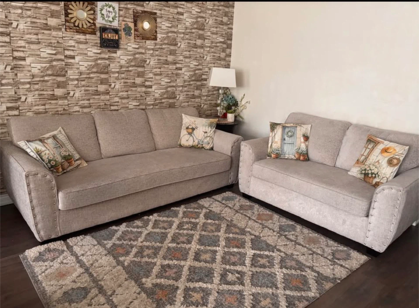 Light Beige 2-Piece Sofa Set