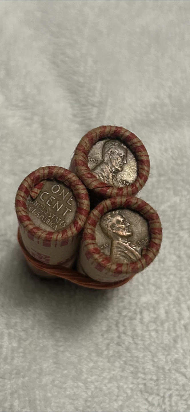 Three Rolls of Wheat Pennies