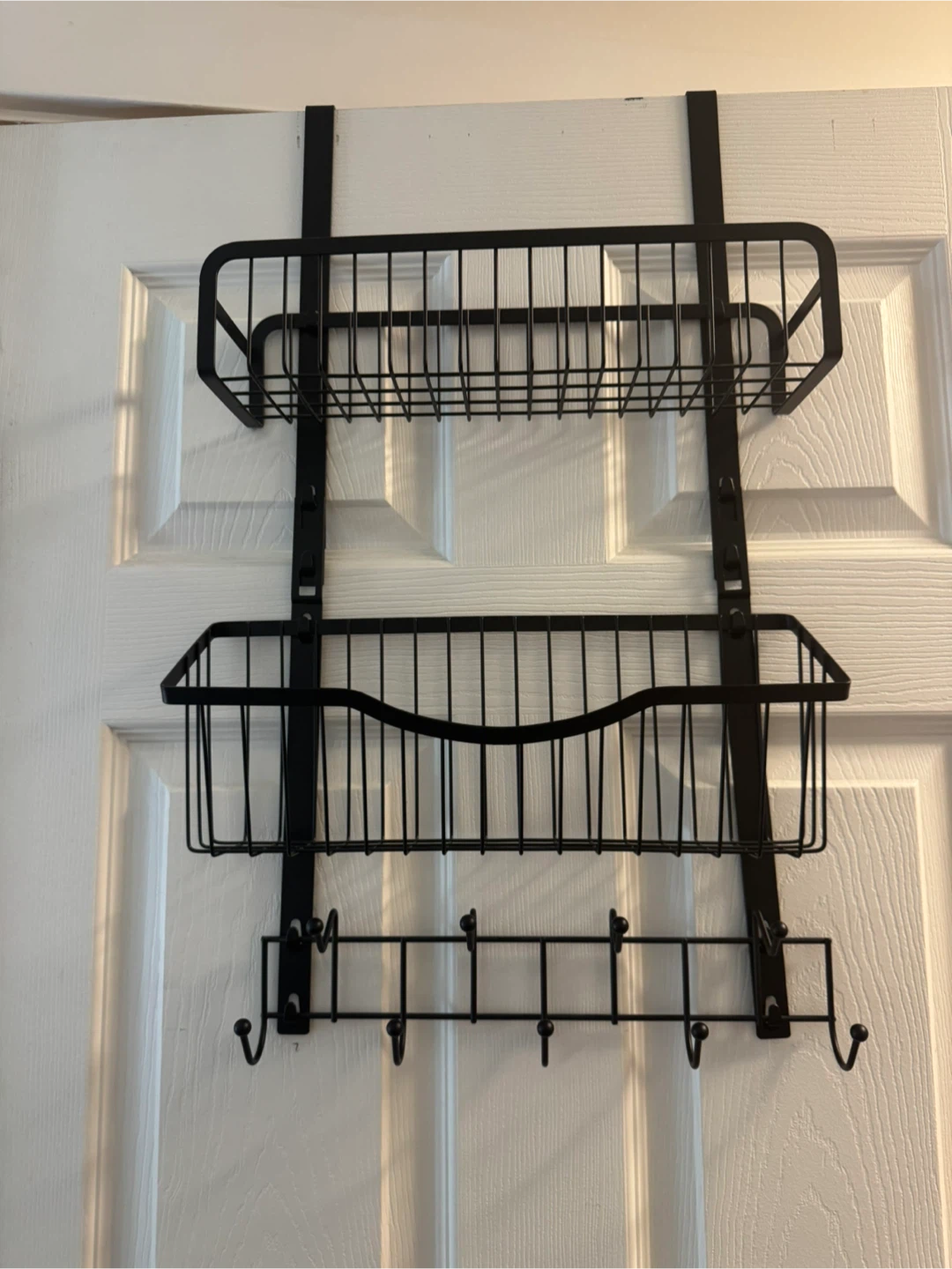 Over-the-door storage rack with hooks